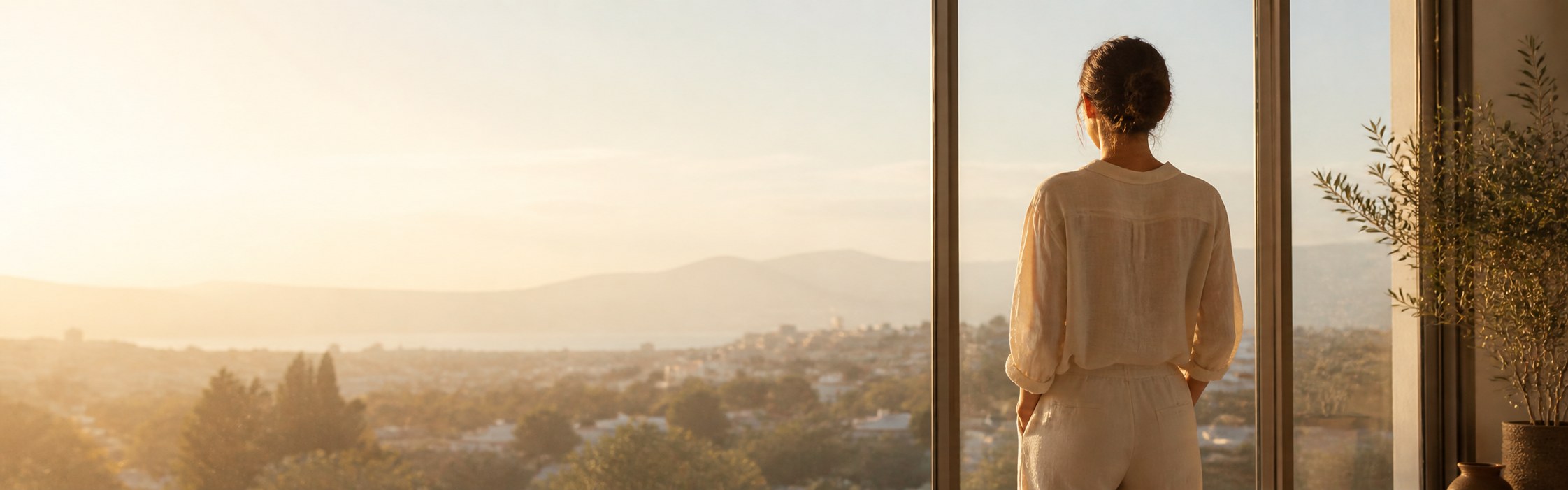 Stillness and clarity — a woman at golden hour